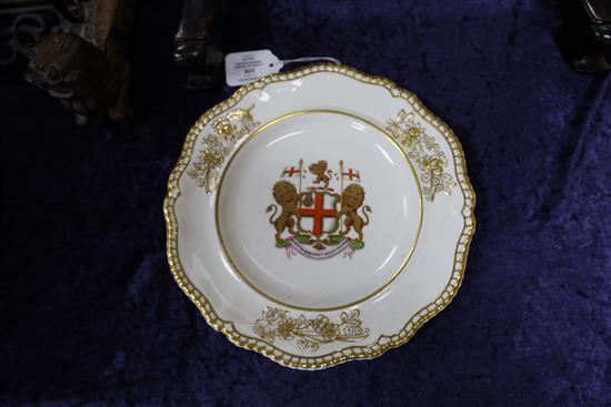 A pair of Spode armorial dinner plates, c.1825, 10.25in.